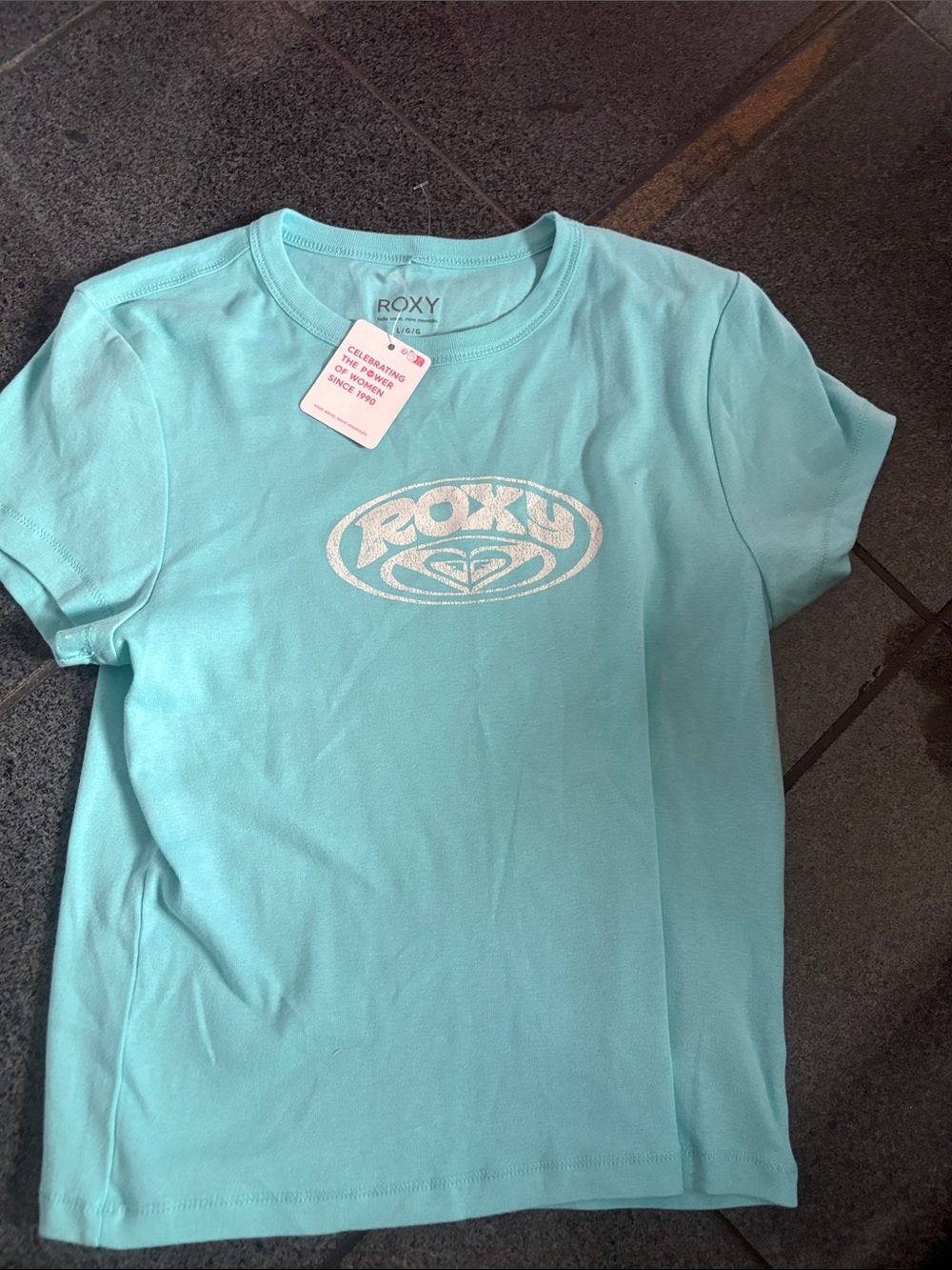 Roxy Aqua Blue Logo Short Sleeve Tee
